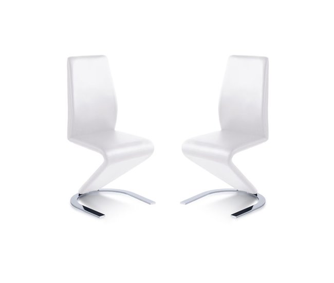 Pack 2 cadeiras de jantar Rin simile leather Branco
