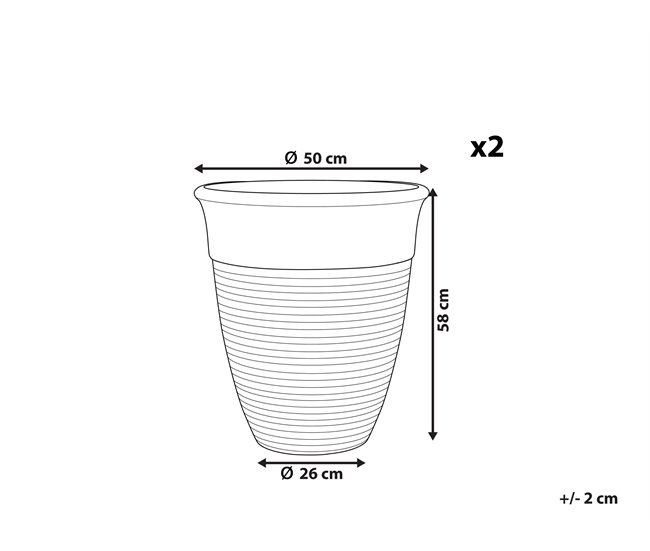 Beliani Conjunto de 2 vasos para plantas KATALIMA Cinza