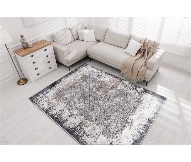 MIRO 51864.804 Tapete Vintage treliça antiderrapante 120x170 Cinza