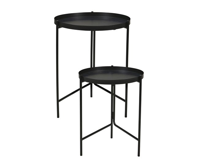 Well Home Conjunto de 2 mesas laterais Preto