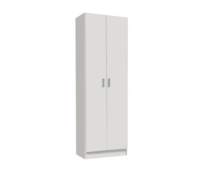 Armário multiuso com 2 portas com efeito madeira 58 Branco
