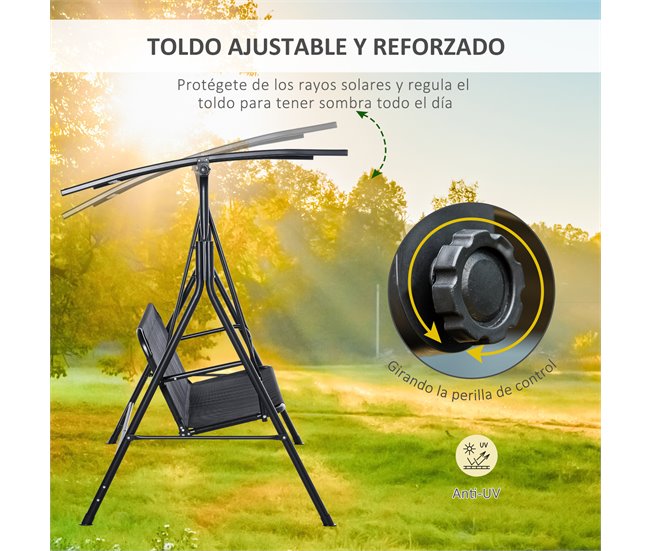 Baloiço de Jardim Metal, Poliéster, Textileno Outsunny Castanho
