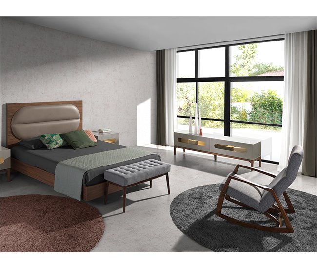 ANGEL CERDA Cadeira de baloiço em tecido cinzento Nogal