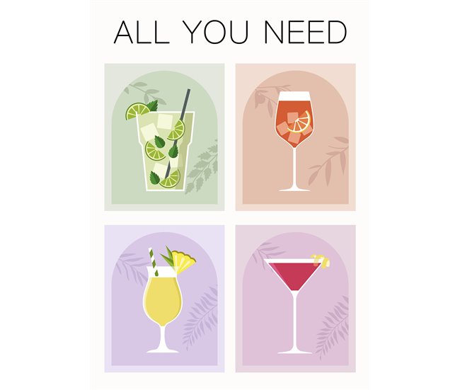 Gravura ALL YOU NEED 70x50cm marca MARCOMUEBLE Multicor