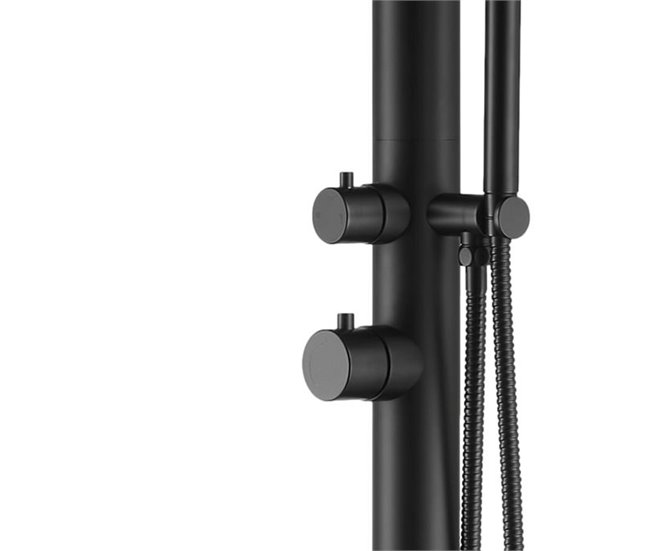 Chuveiro de piscina em aço inoxidável CHIA 316L com misturadora e chuveiro manual H 230 cm, preto Preto