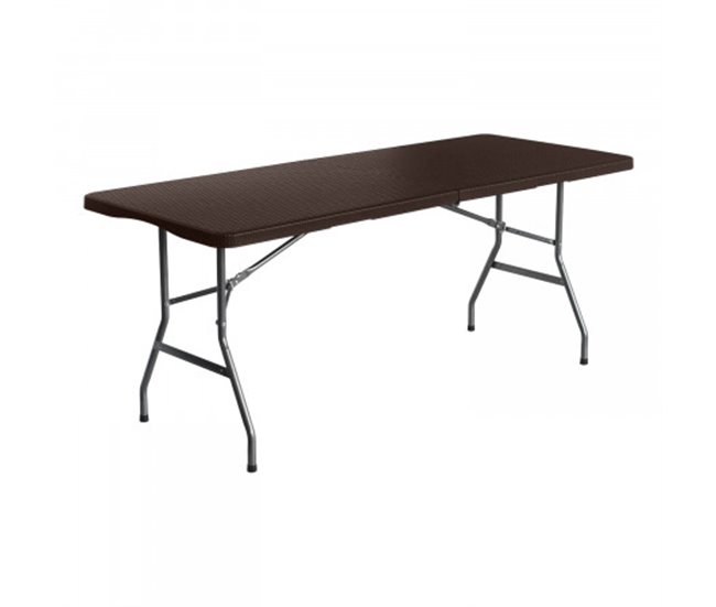 Mesa dobrável retangular com efeito rattan Thinia Home Castanho