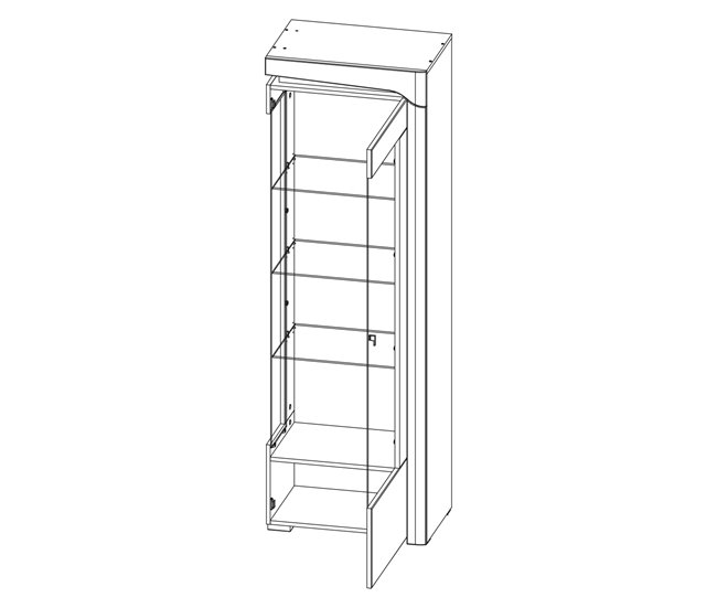 Vitrina LED de 1 porta e abertura à direita, incluindo Teo Branco/cinza
