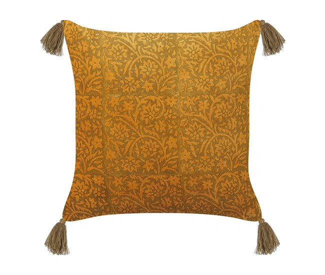 Beliani Almofada decorativa RHEUM Mostarda