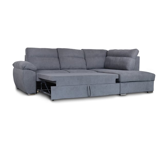 Sofá de canto KENDAL com cama e arca Cinza