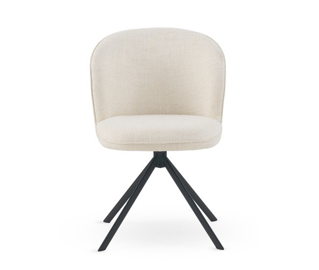 Pacote com 4 cadeiras estofadas em tweed Branco