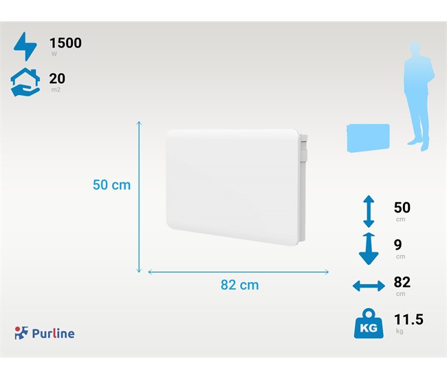 Radiador de inércia com placa de cerâmica interna com controlo WIFI Branco