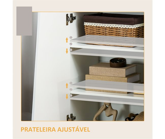 Aparador para Sala de Estar Melamina de Madeira HOMCOM Branco