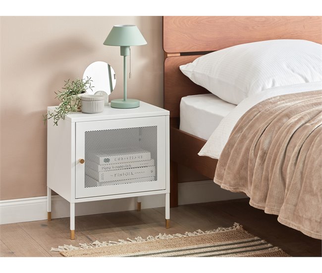 Beliani Mesinha de cabeceira OSSETT 45 Branco