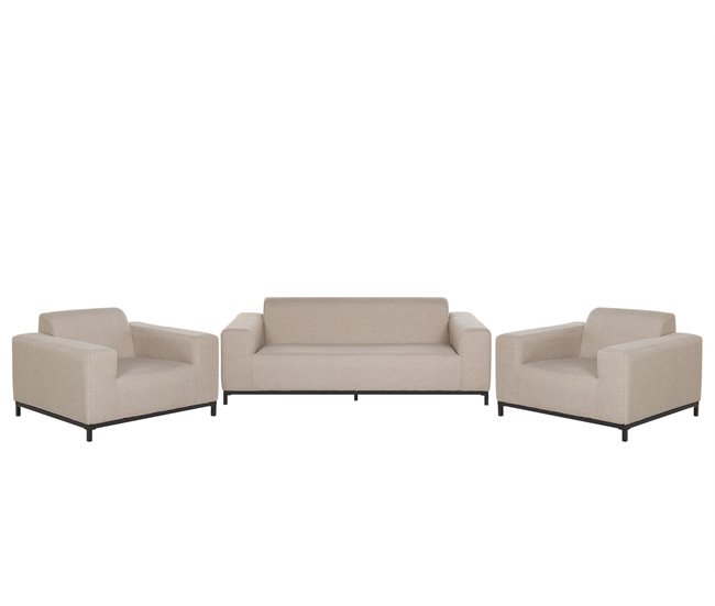 Beliani Conjunto lounge Poliéster ROVIGO Areia