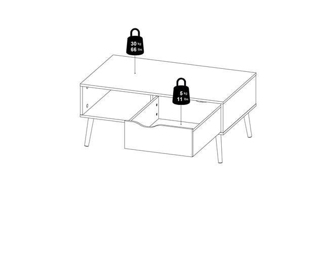 Mesa de centro LIA branca e preta Branco/ Preto