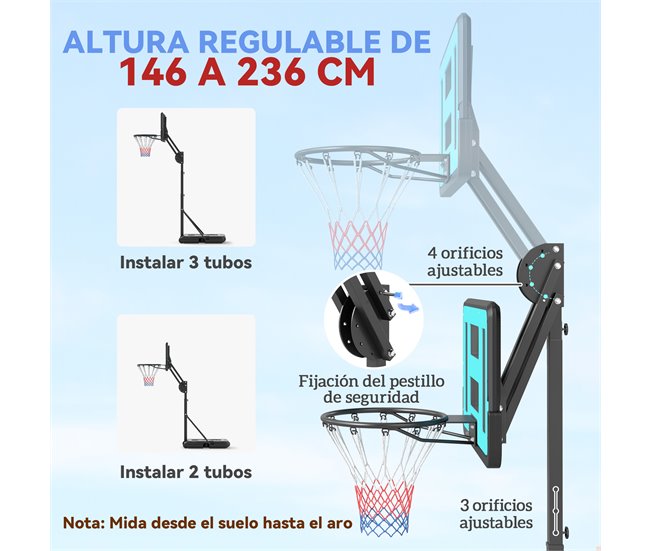 Tabela de Basquetebol Aço, Plástico e PE SPORTNOW Preto
