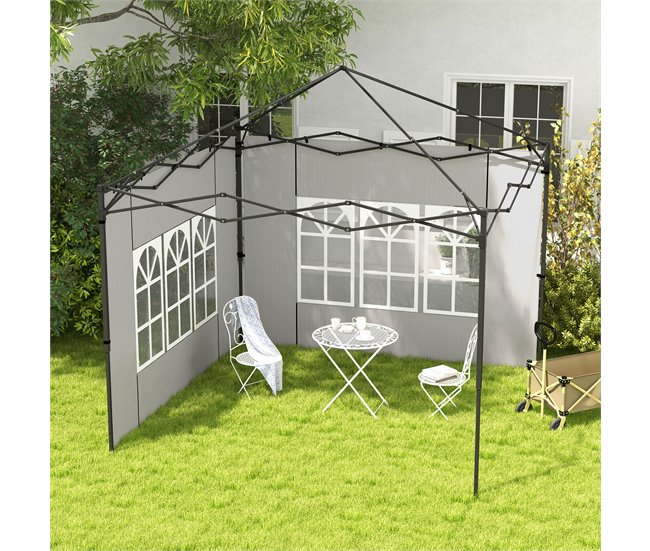 2 Paredes Laterais para Tendas PE e PVC Outsunny 293x193 Branco