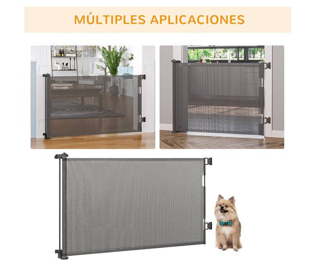 Barreira de Segurança para Cães Liga de Alumínio, PVC e ABS Cinza
