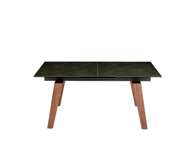 ANGEL CERDA Mesa de jantar extensível em mármore preto Nogal