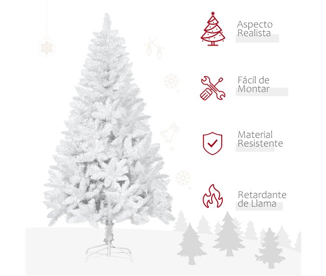 Árvore de Natal Artificial HOMCOM 830-544V02WT Branco