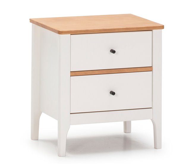  Mesa de cabeceira Luca 2 gavetas 46 Branco