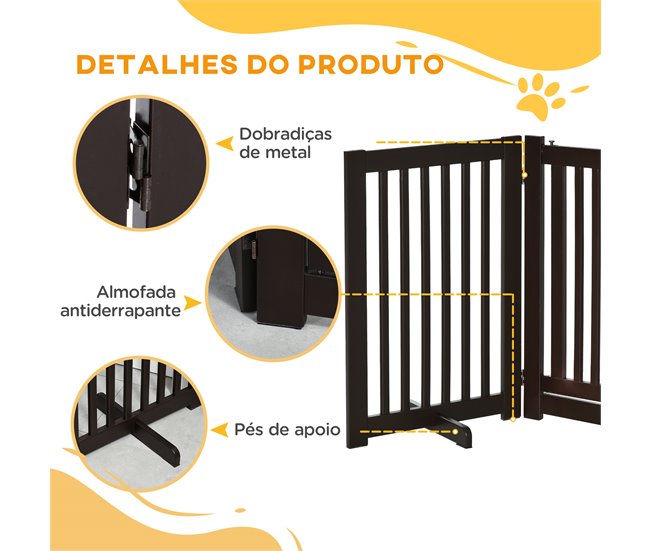 Barreira de Segurança Cães MDF PawHut Castanho