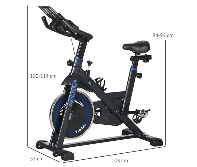 Bicicleta Estática Aço e ABS HOMCOM Azul