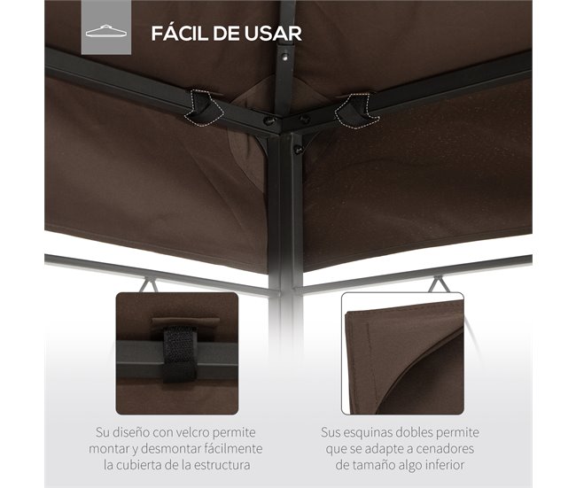 Cobertura de Substituição para Pérgola Poliéster Outsunny 400x300 Castanho