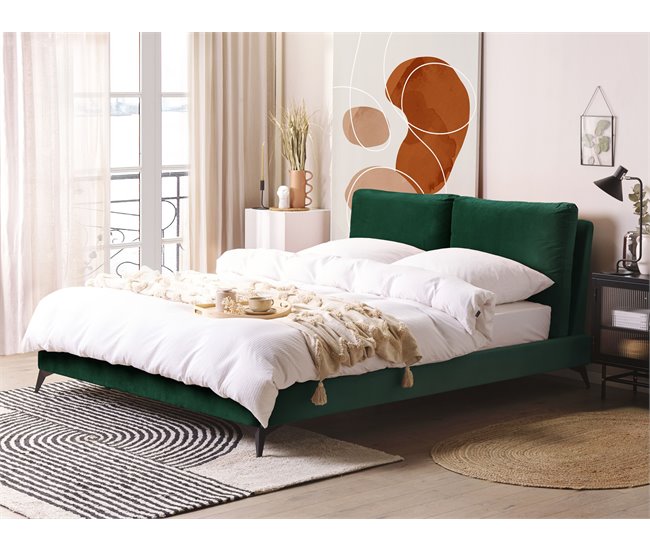 Beliani Cama Veludo MELLE 176x228 Verde