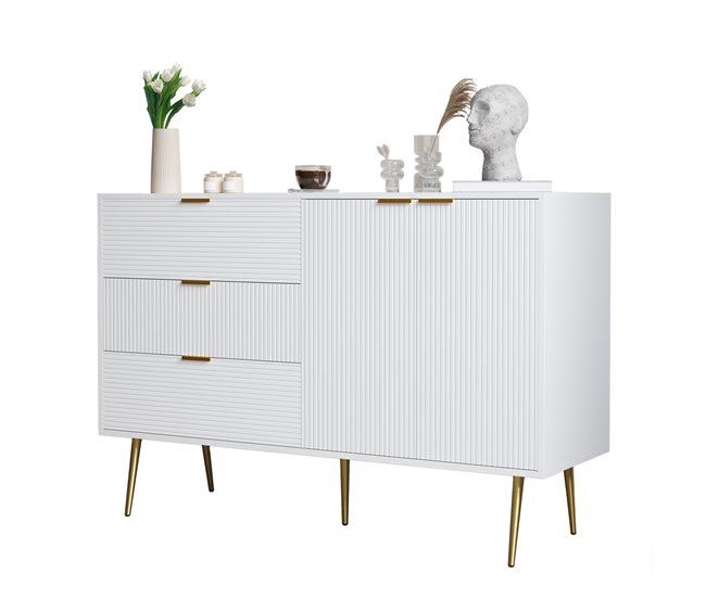 Aparador com 2 portas e 3 gavetas Branco