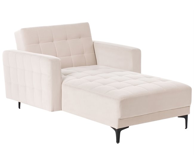Chaise Longue Beliani Aberdeen De Veludo Creme 107x189x83