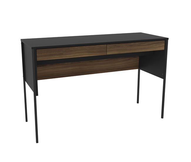 Mesa de escritório Mallorca com 2 gavetas Preto/ Madeira