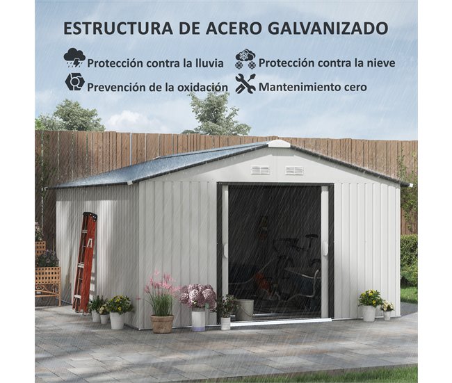 Abrigo de Exterior Aço Galvanizado e PP Outsunny Cinza