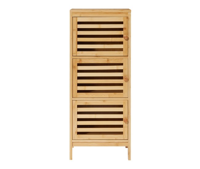 Armário lateral Ypäjä com 3 portas Bambu 82 x 33 x 27 cm Natural