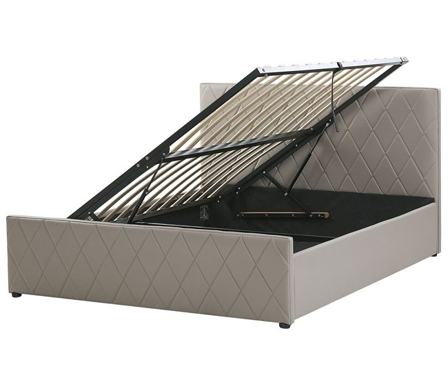 Beliani Cama com estrado Pele sintética ROCHEFORT 190x214 Cinza Escuro