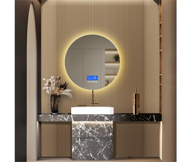 Espelho redondo LED para banheiro 60x4 Transparente