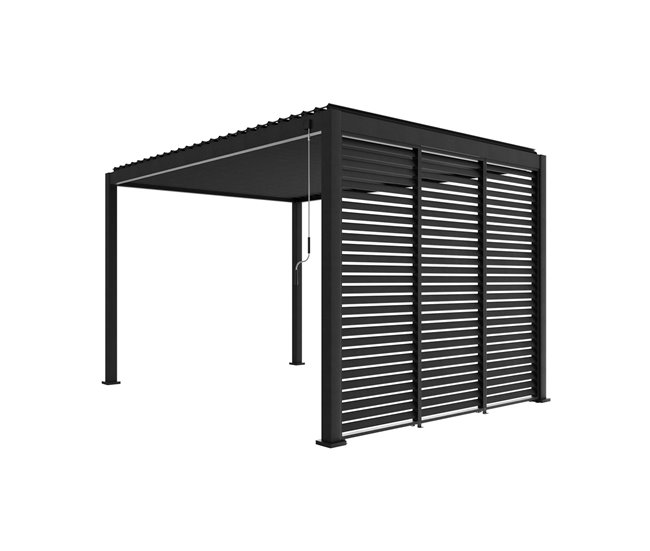 Pérgola bioclimática de alumínio + 3 persianas, Triomphe 400x300 Branco