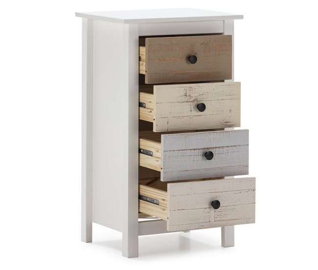 Cómoda Magda de 4 gavetas em branco Multicor
