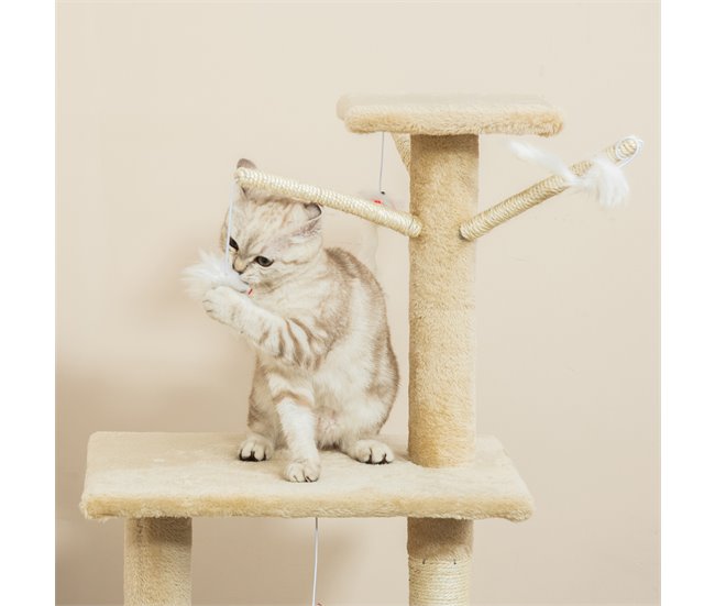 Arranhador para Gatos Aglomerado, Pelúcia e Corda de Sisal PawHut Bege