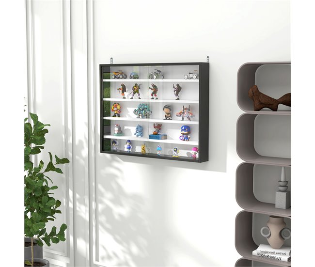 Vitrine de Parede Melamina de Madeira e Vidro HOMCOM 80 Preto