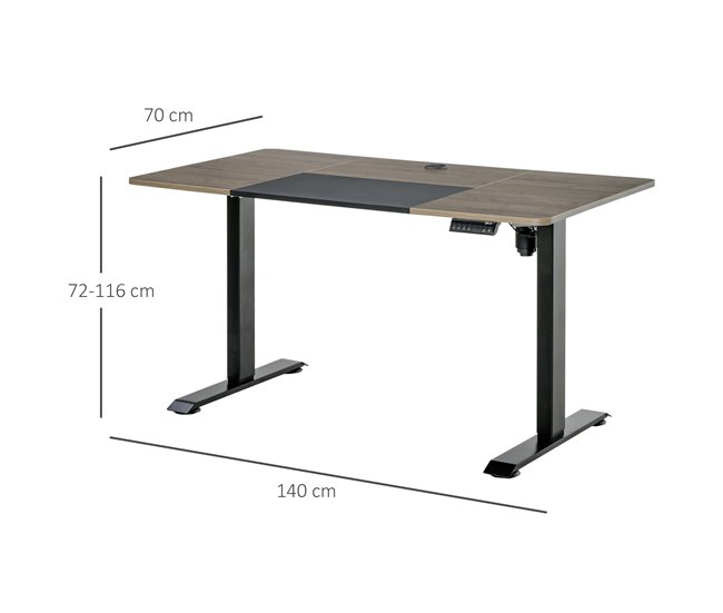 Secretária Elétrica de Pé Metal, Melamina de Madeira Vinsetto 140x70 Preto