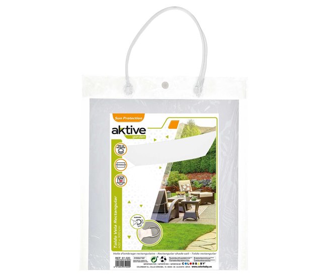 Toldo de sombra rectangular Aktive Garden cor branca Branco