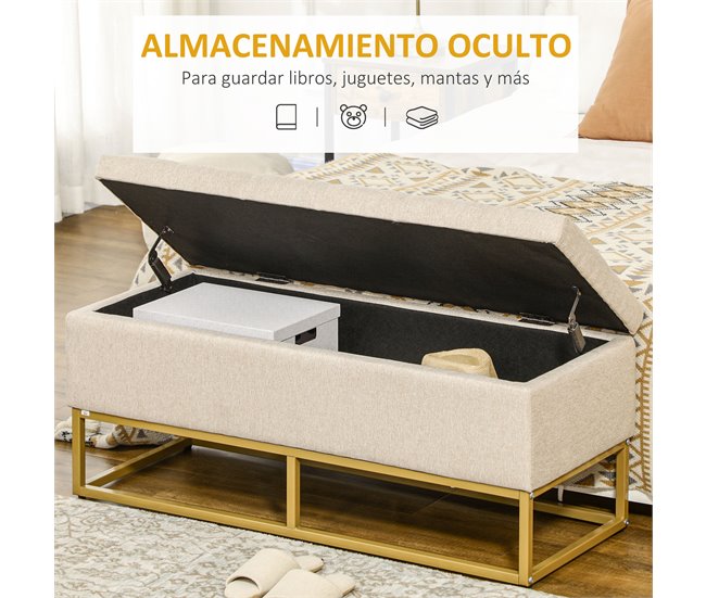 Banco para arrumação HOMCOM 838-353V80BG Cru