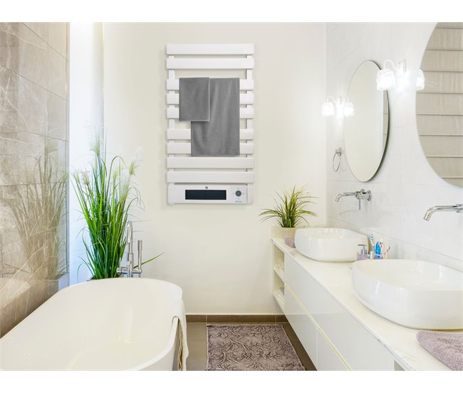 Radiador de toalheiro de alumínio de 2000 W com aquecedor de cerâmica Branco