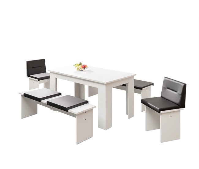 Conjunto mesa com 2 bancos CITY Branco
