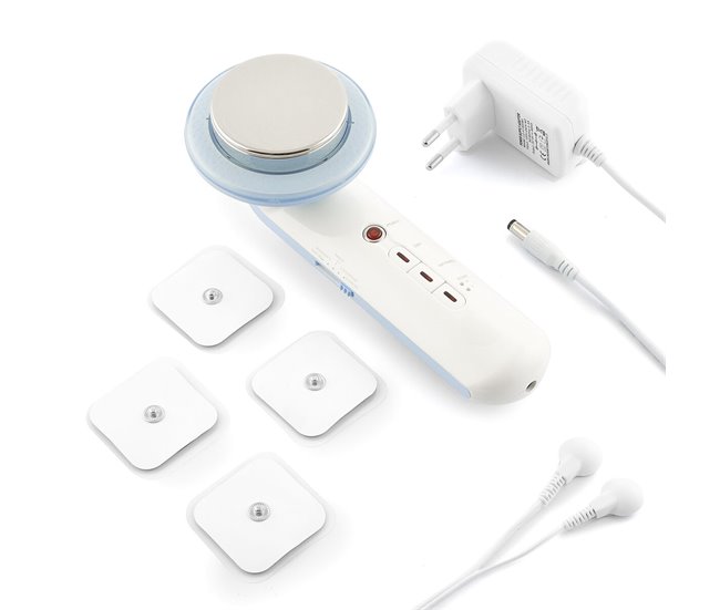 Aparelho de Massagem Anticelulítico por Cavitação Ultrassónica com Infravermelhos e Eletroestimulação 3 em 1 Branco
