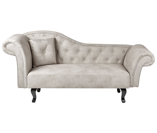 Beliani Chaise longue versão à esquerda Veludo LATTES Cinza Escuro