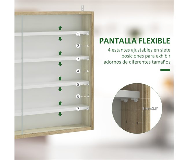 Vitrine de Parede Melamina de Madeira e Vidro HOMCOM Castanho