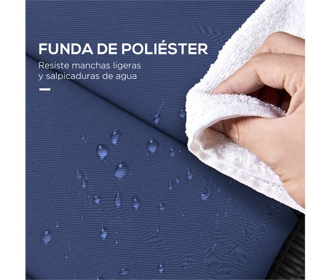 Almofada para Espreguiçadeira Poliéster Azul