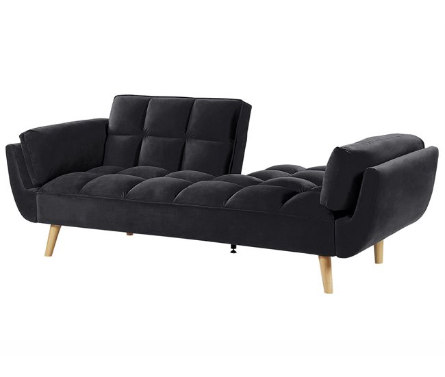 Beliani Sofá-cama Veludo ASBY Azul Marino